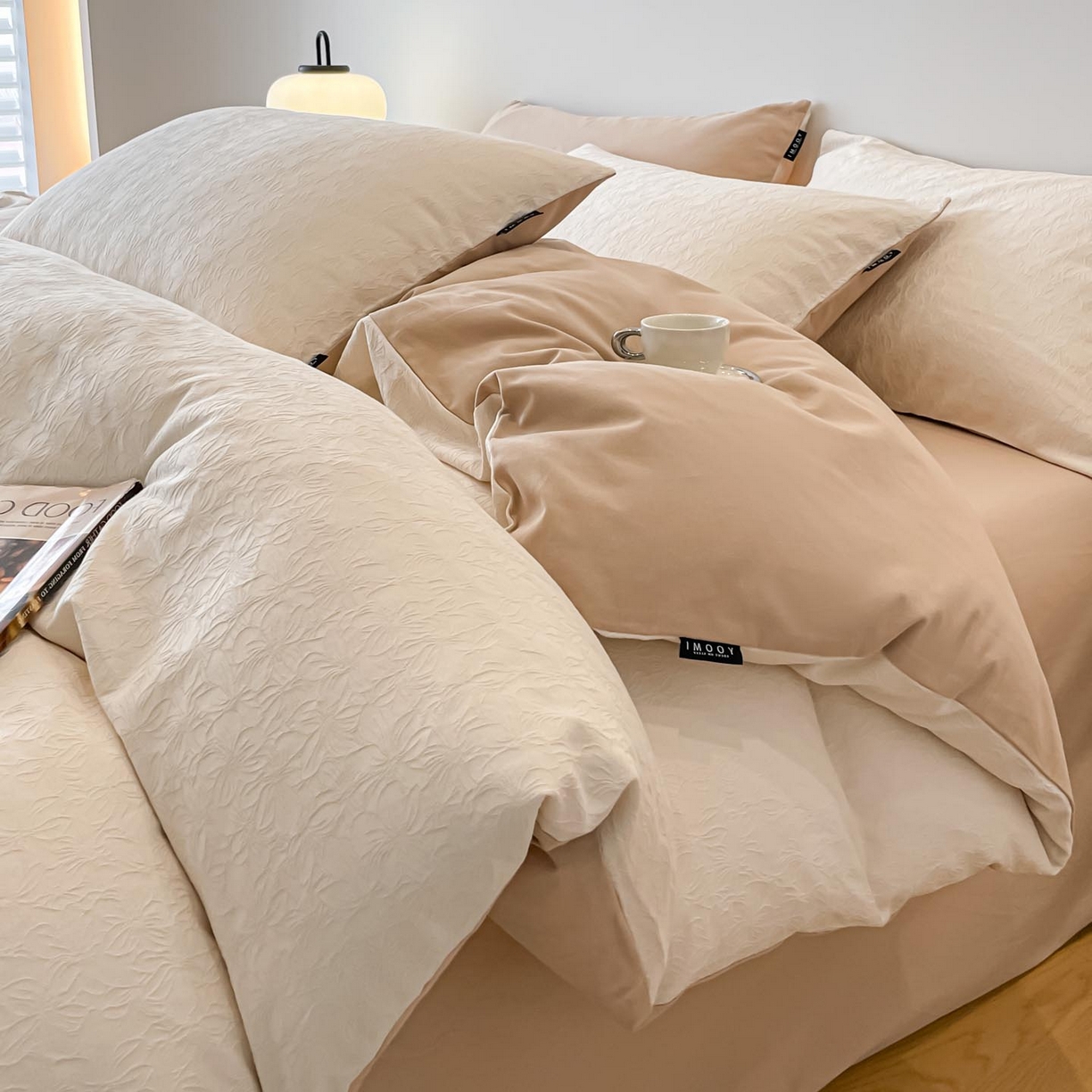 91家纺网 家纺一手货源 找家纺 涵宸家纺 2025新款全棉磨毛色织提花四件套 薇光