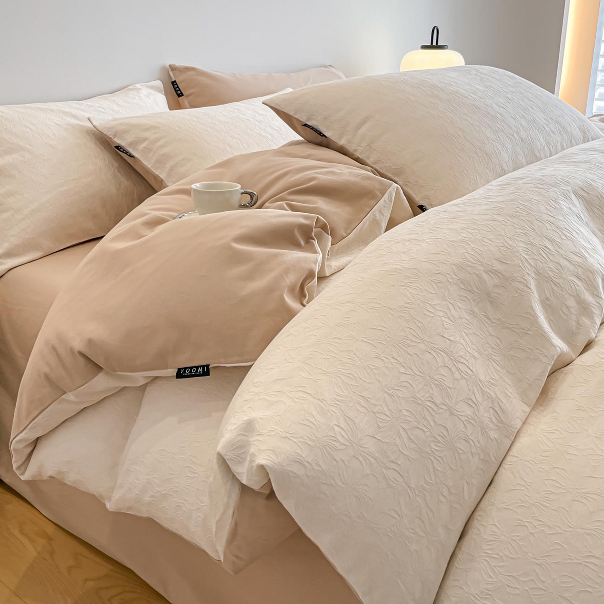 91家纺网 家纺一手货源 找家纺 涵宸家纺 2025新款全棉磨毛色织提花四件套 薇光