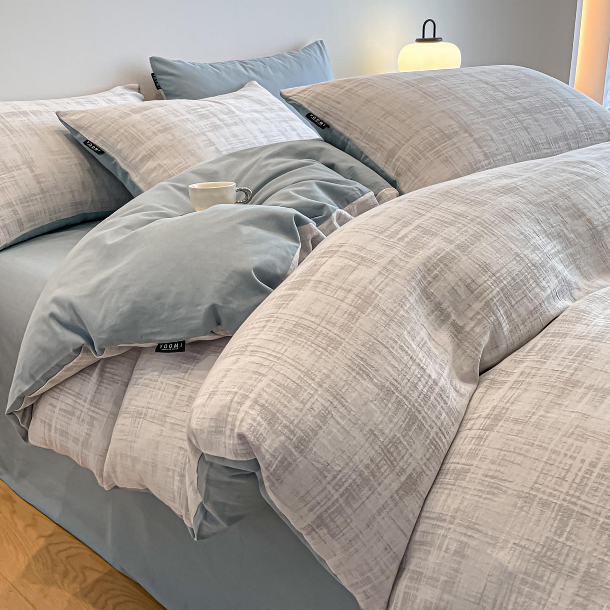 涵宸家纺 2025新款全棉磨毛色织提花四件套 叶幕