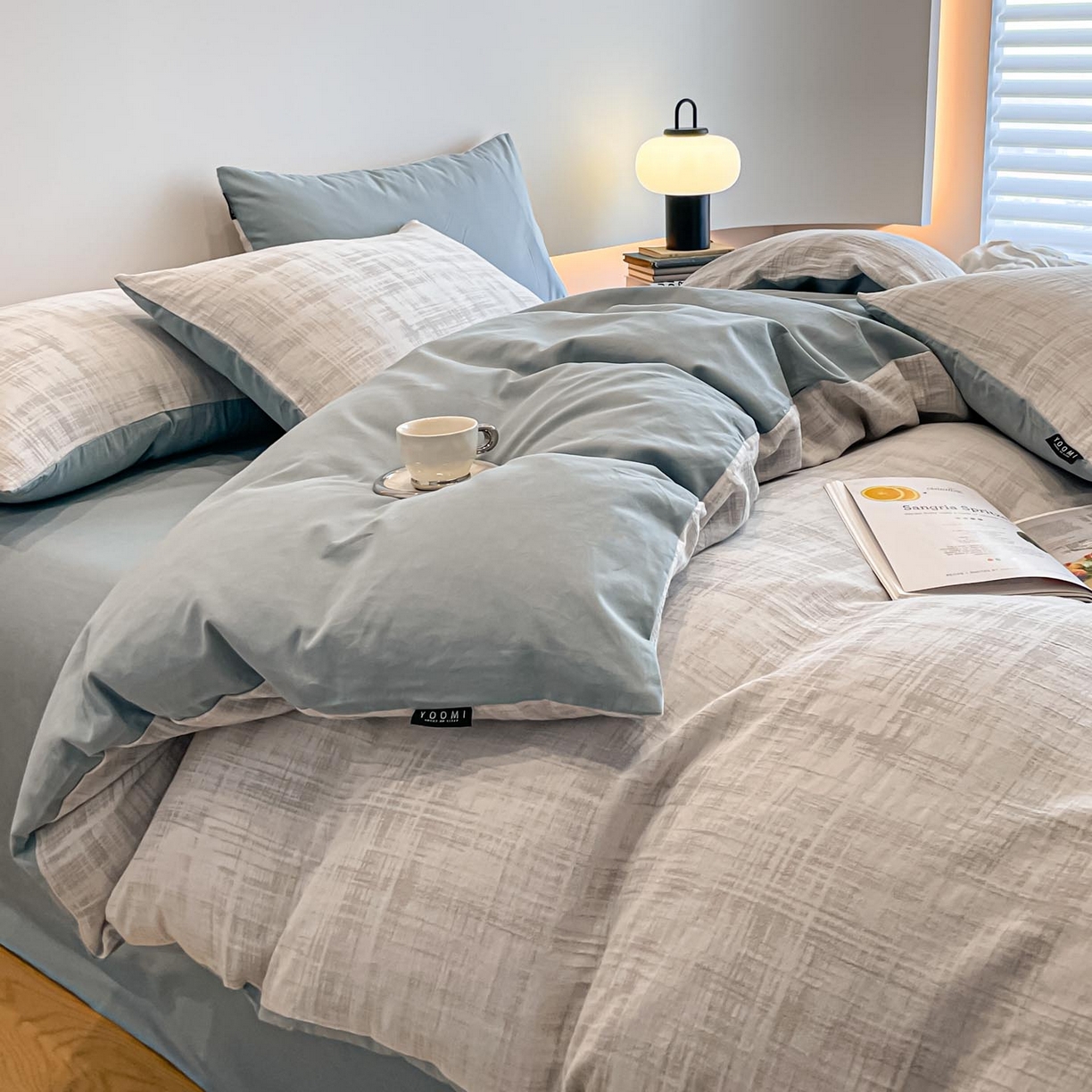 91家纺网 家纺一手货源 找家纺 涵宸家纺 2025新款全棉磨毛色织提花四件套 叶幕