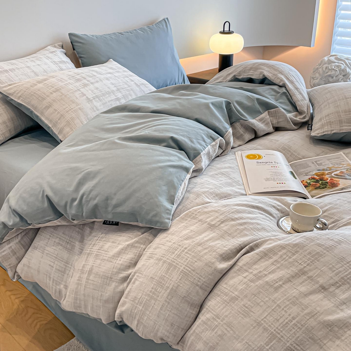 91家纺网 家纺一手货源 找家纺 涵宸家纺 2025新款全棉磨毛色织提花四件套 叶幕