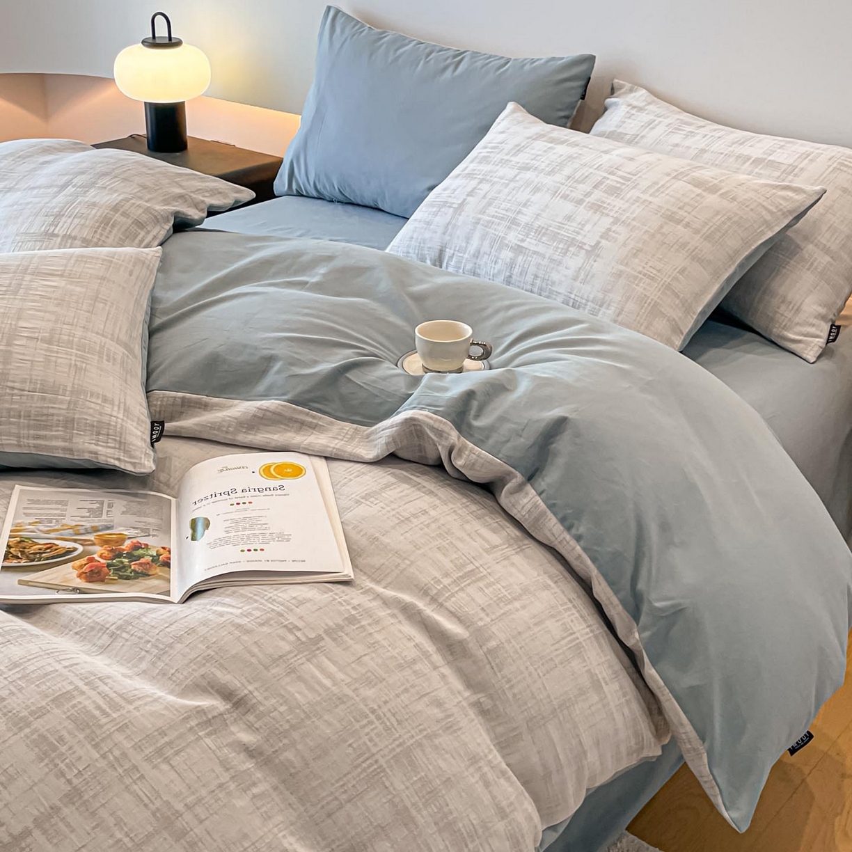 91家纺网 家纺一手货源 找家纺 涵宸家纺 2025新款全棉磨毛色织提花四件套 叶幕