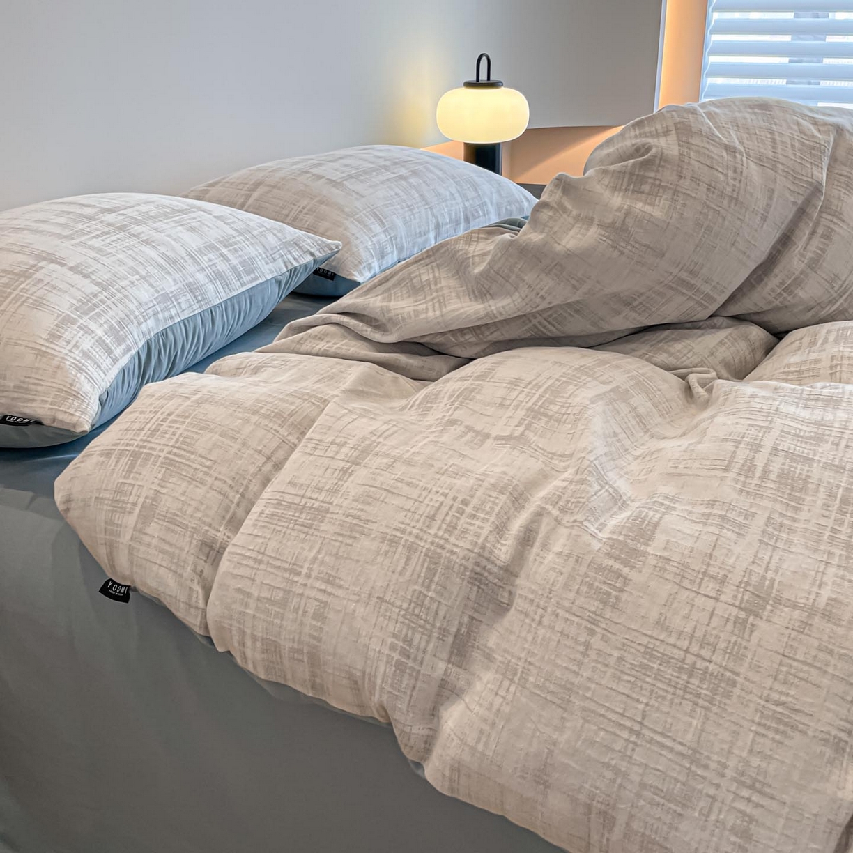 91家纺网 家纺一手货源 找家纺 涵宸家纺 2025新款全棉磨毛色织提花四件套 叶幕