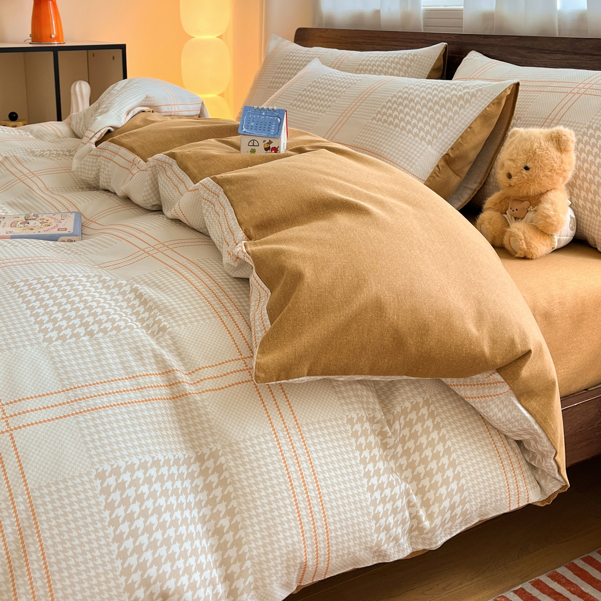 91家纺网 家纺一手货源 找家纺 典曼家纺 2025新款原棉磨毛印花四件套 塔维尔-米