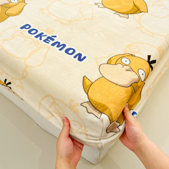 91家纺网 家纺一手货源 找家纺 金爱家 2025新款牛奶绒保暖床笠床笠单件单床笠 绒单品-奶黄可达鸭