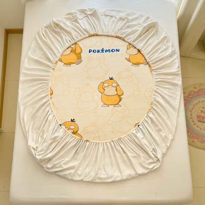 91家纺网 家纺一手货源 找家纺 金爱家 2025新款牛奶绒保暖床笠床笠单件单床笠 绒单品-奶黄可达鸭