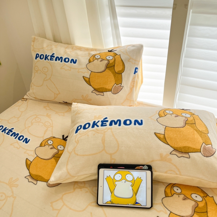 91家纺网 家纺一手货源 找家纺 金爱家 2025新款牛奶绒保暖床笠床笠单件单床笠 绒单品-奶黄可达鸭