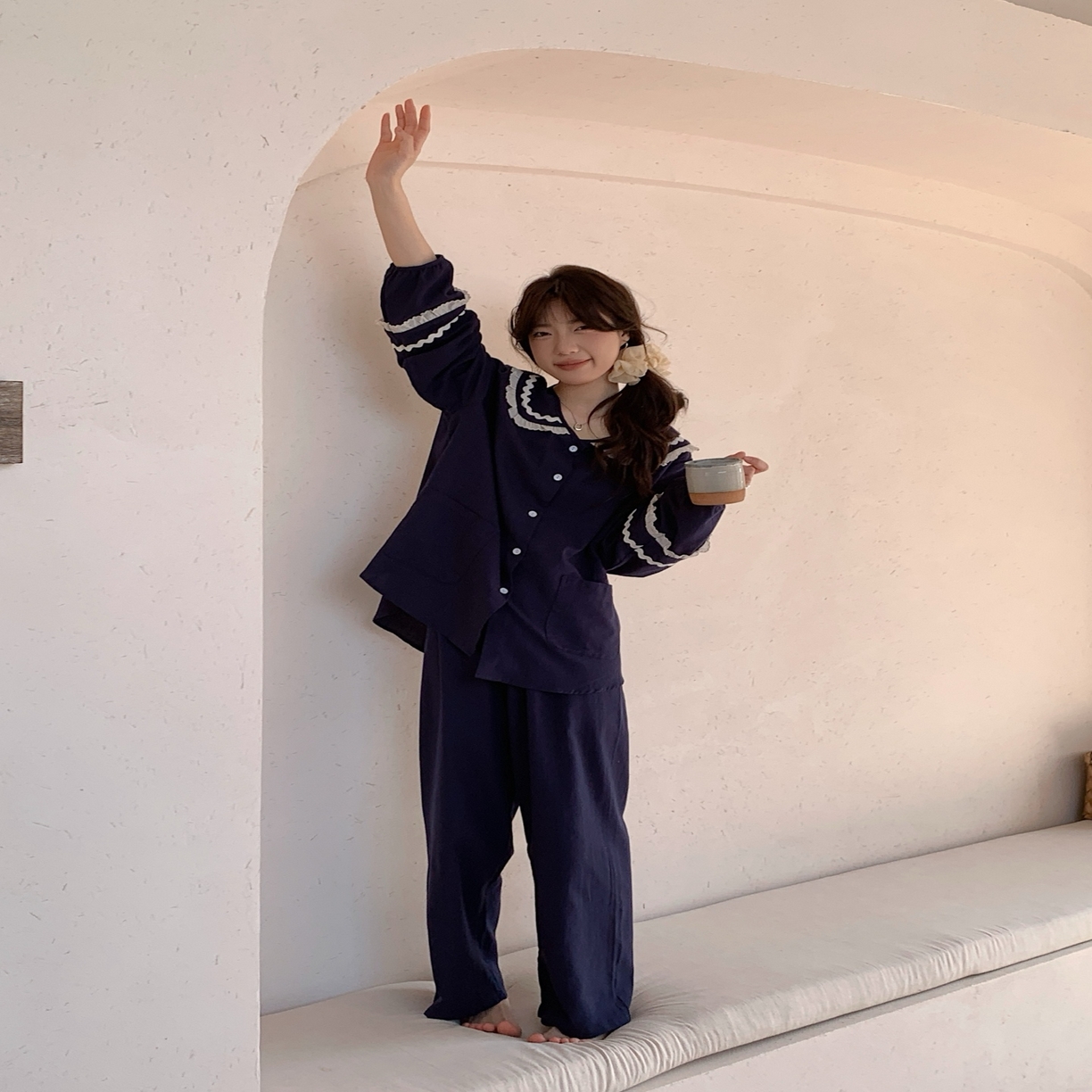 91家纺网 家纺一手货源 找家纺 （总）妍景家居生活馆 2025新款韩系25055-娃娃领公主套装