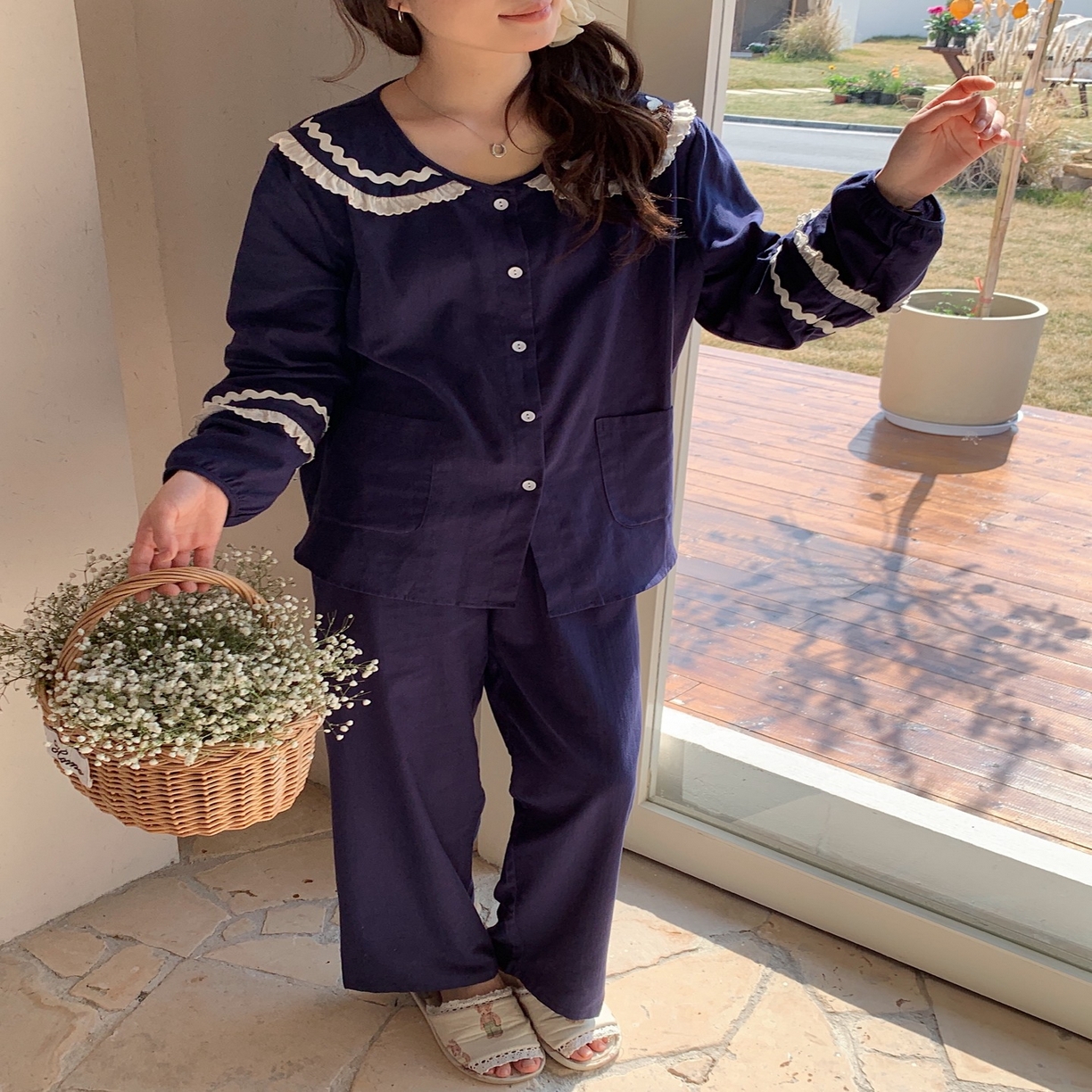 91家纺网 家纺一手货源 找家纺 （总）妍景家居生活馆 2025新款韩系25055-娃娃领公主套装