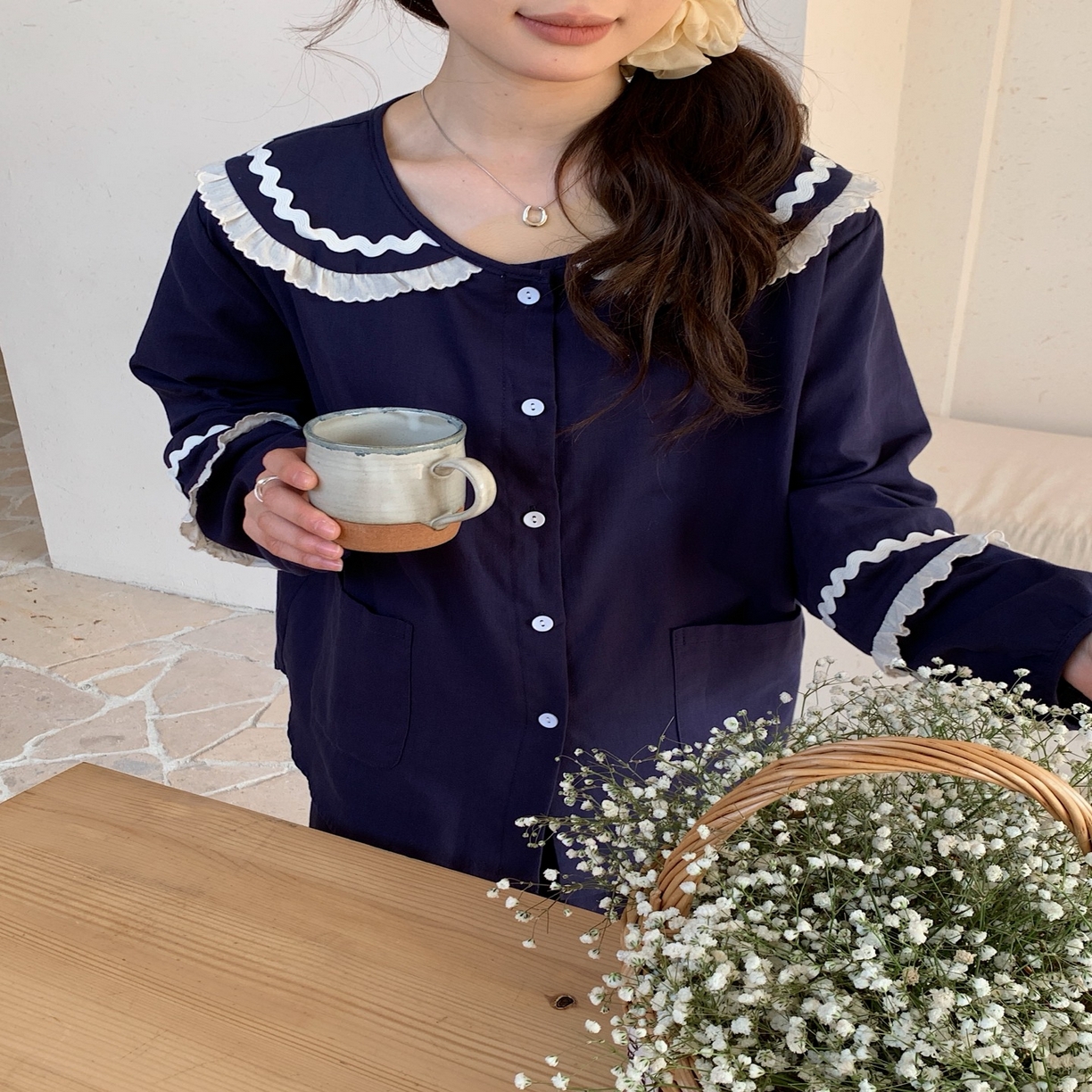 91家纺网 家纺一手货源 找家纺 （总）妍景家居生活馆 2025新款韩系25055-娃娃领公主套装