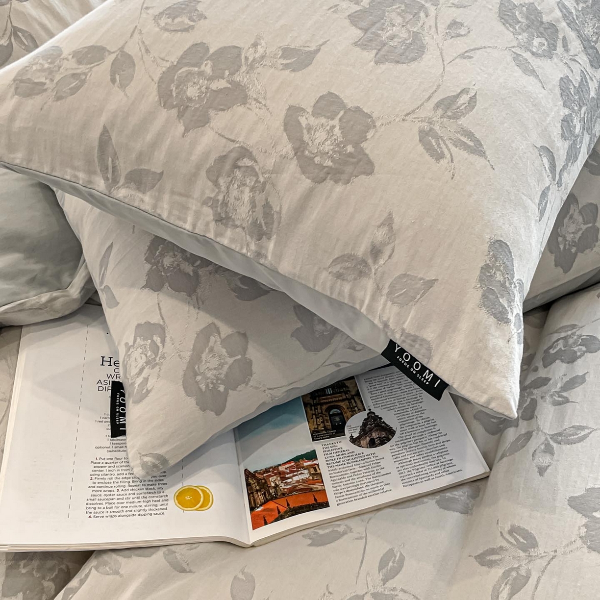 91家纺网 家纺一手货源 找家纺 涵宸家纺 2025新款全棉磨毛色织提花四件套 月移棠-灰