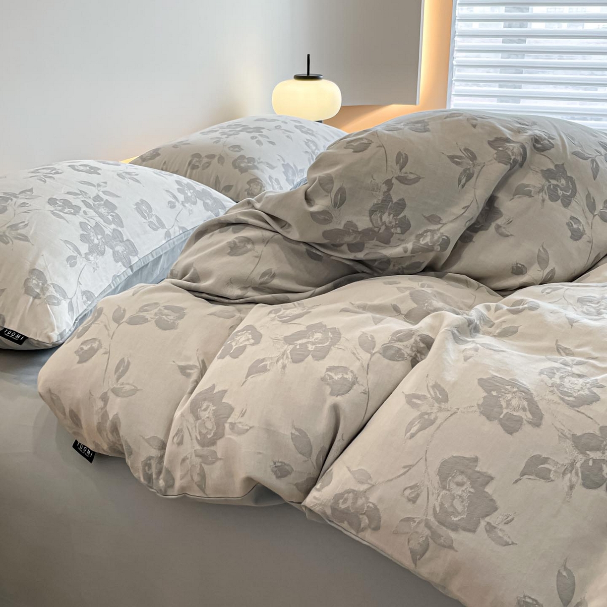 91家纺网 家纺一手货源 找家纺 涵宸家纺 2025新款全棉磨毛色织提花四件套 月移棠-灰