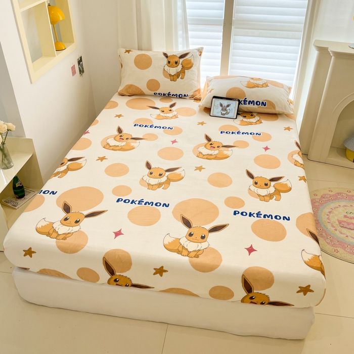 91家纺网 家纺一手货源 找家纺 金爱家 2025新款牛奶绒保暖床笠床笠单件单床笠 绒单品-泡泡伊布