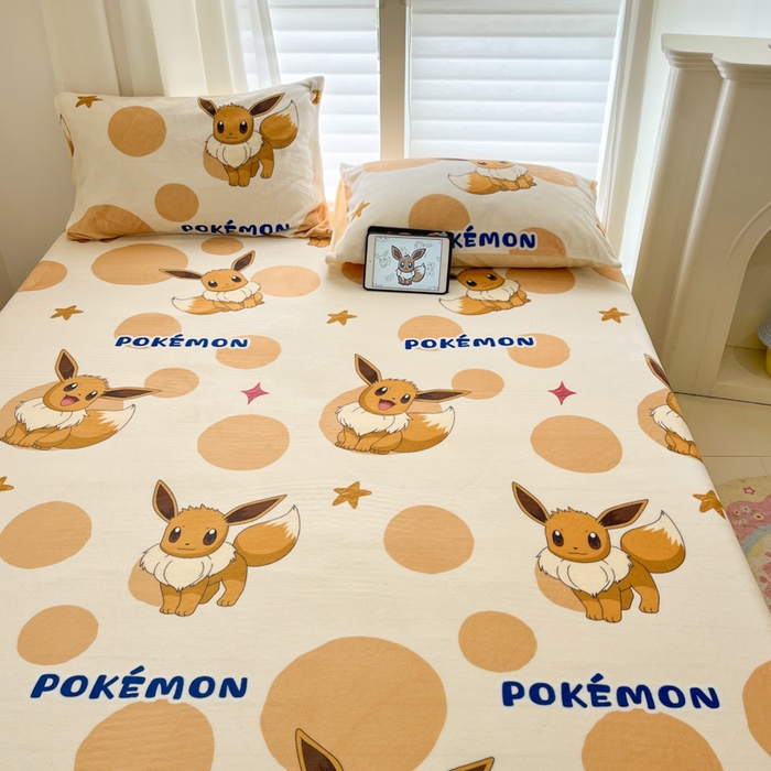 91家纺网 家纺一手货源 找家纺 金爱家 2025新款牛奶绒保暖床笠床笠单件单床笠 绒单品-泡泡伊布