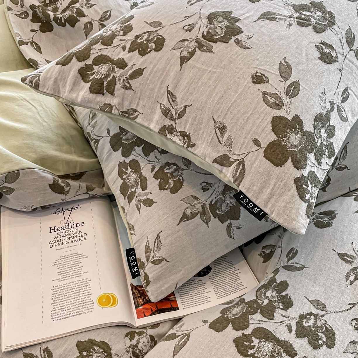 91家纺网 家纺一手货源 找家纺 涵宸家纺 2025新款全棉磨毛色织提花四件套 月移棠-绿