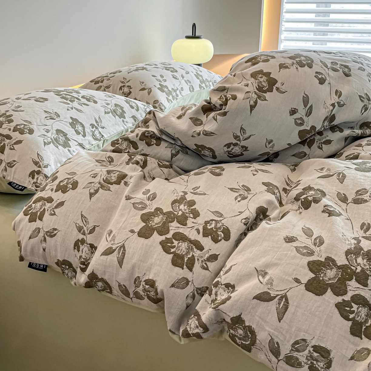 91家纺网 家纺一手货源 找家纺 涵宸家纺 2025新款全棉磨毛色织提花四件套 月移棠-绿