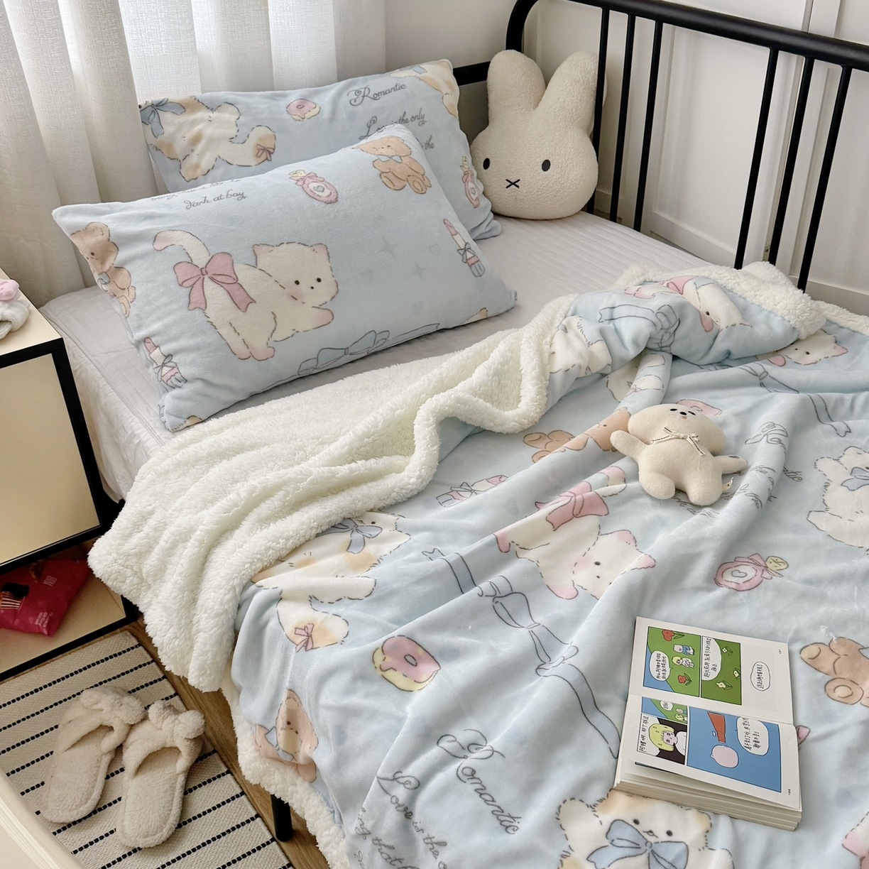 91家纺网 家纺一手货源 找家纺 航途席业 2025新款200g牛奶绒羊羔绒毛毯 礼物猫