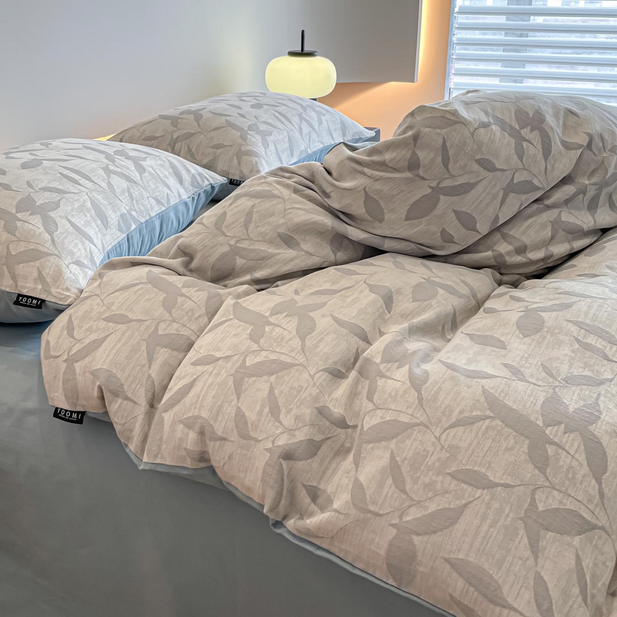 91家纺网 家纺一手货源 找家纺 涵宸家纺 2025新款全棉磨毛色织提花四件套 云憩-灰