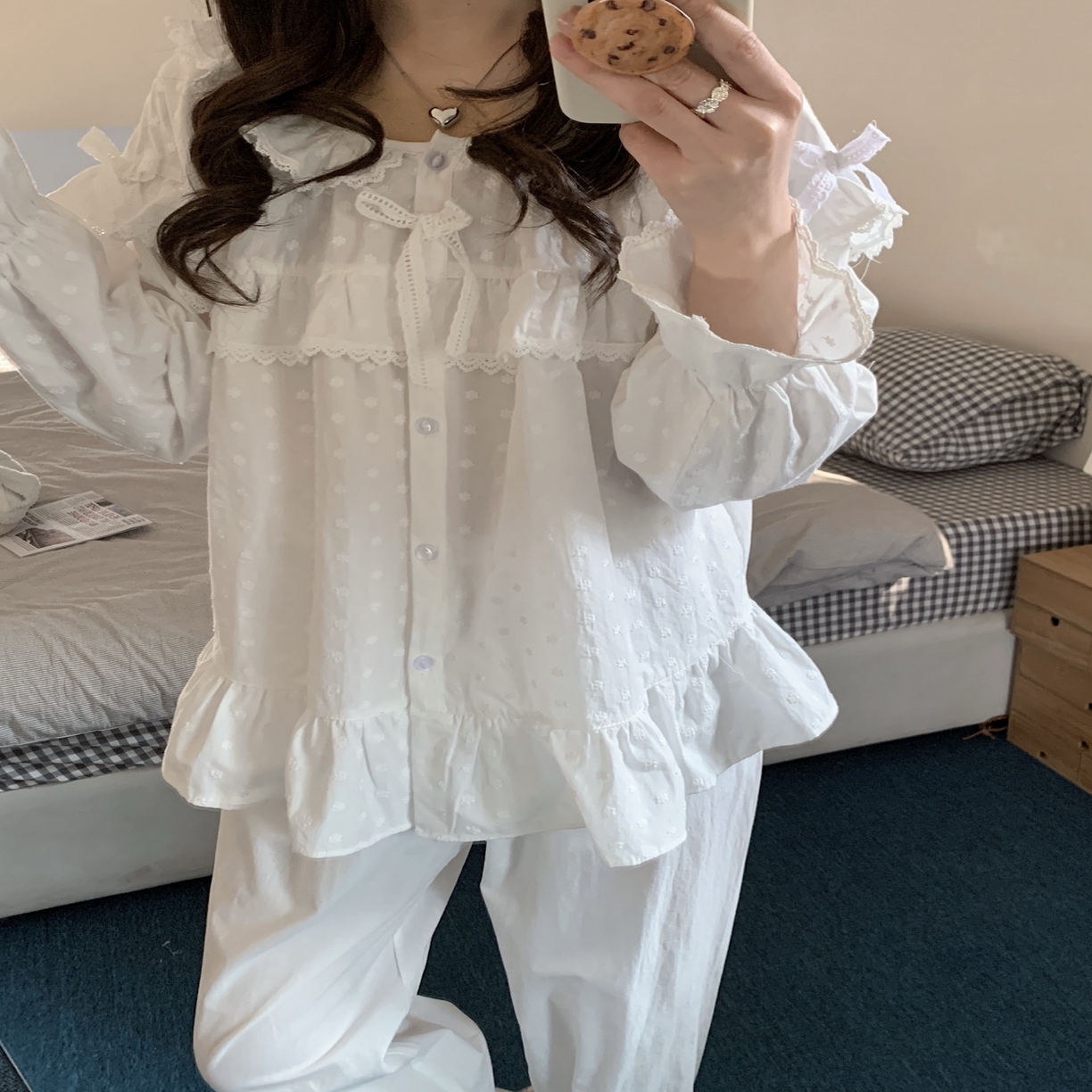 91家纺网 家纺一手货源 找家纺 （总）妍景家居生活馆 2025新款韩系25058-韩系刺绣花边豆豆套装