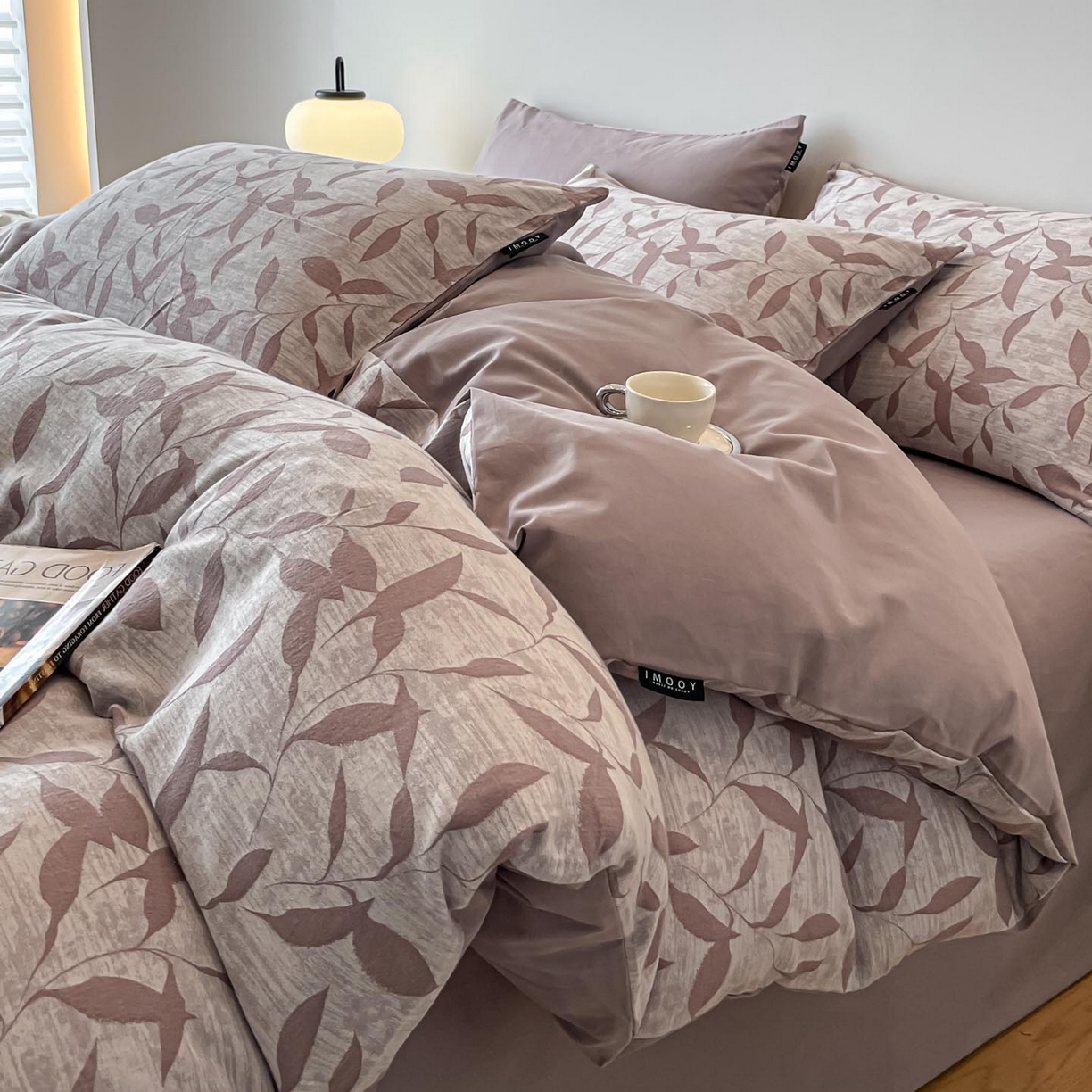 91家纺网 家纺一手货源 找家纺 涵宸家纺 2025新款全棉磨毛色织提花四件套 云憩-紫