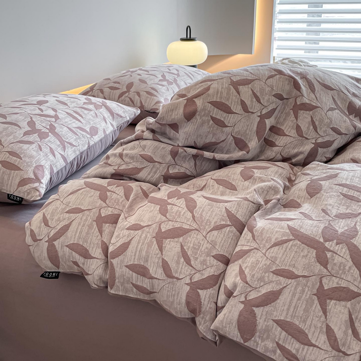 91家纺网 家纺一手货源 找家纺 涵宸家纺 2025新款全棉磨毛色织提花四件套 云憩-紫