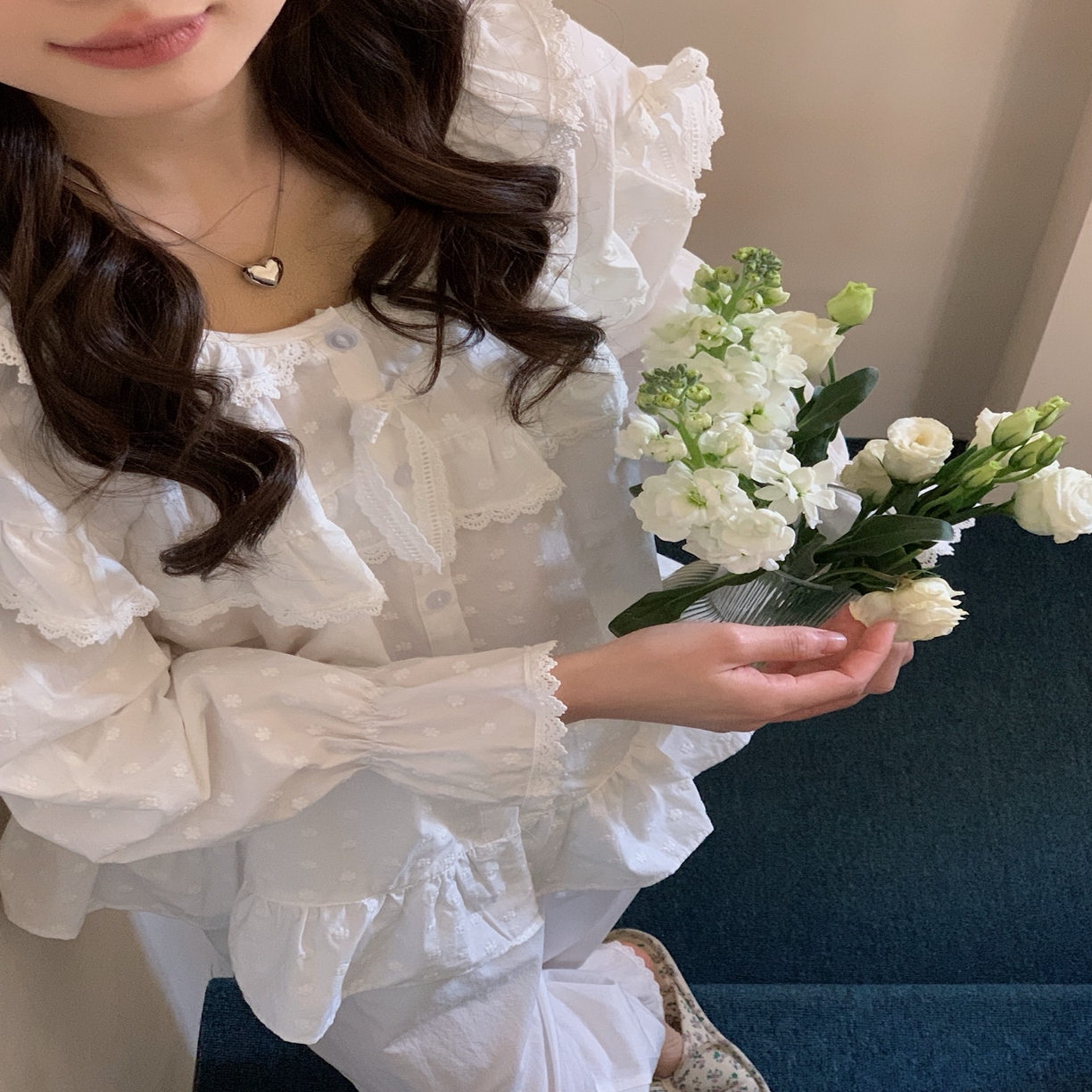 91家纺网 家纺一手货源 找家纺 （总）妍景家居生活馆 2025新款韩系25058-韩系刺绣花边豆豆套装