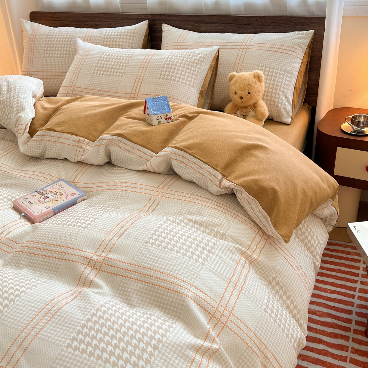 91家纺网 家纺一手货源 找家纺 典曼家纺 2025新款原棉磨毛印花四件套 塔维尔-米