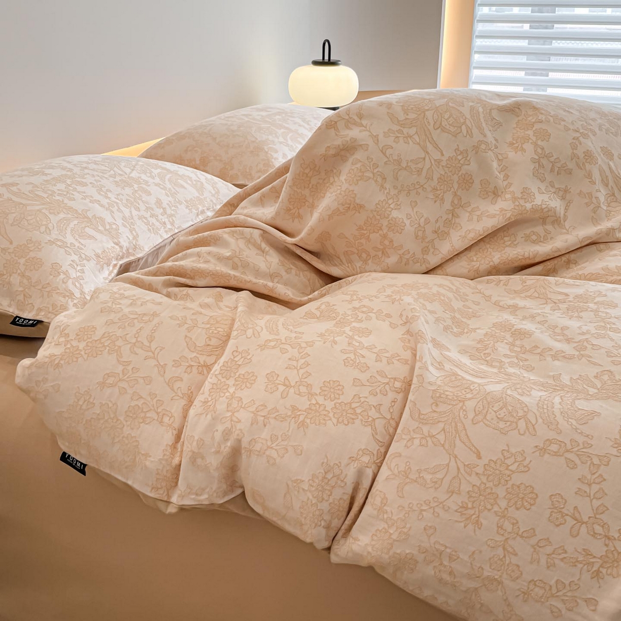 91家纺网 家纺一手货源 找家纺 涵宸家纺 2025新款全棉磨毛色织提花四件套 韵绣