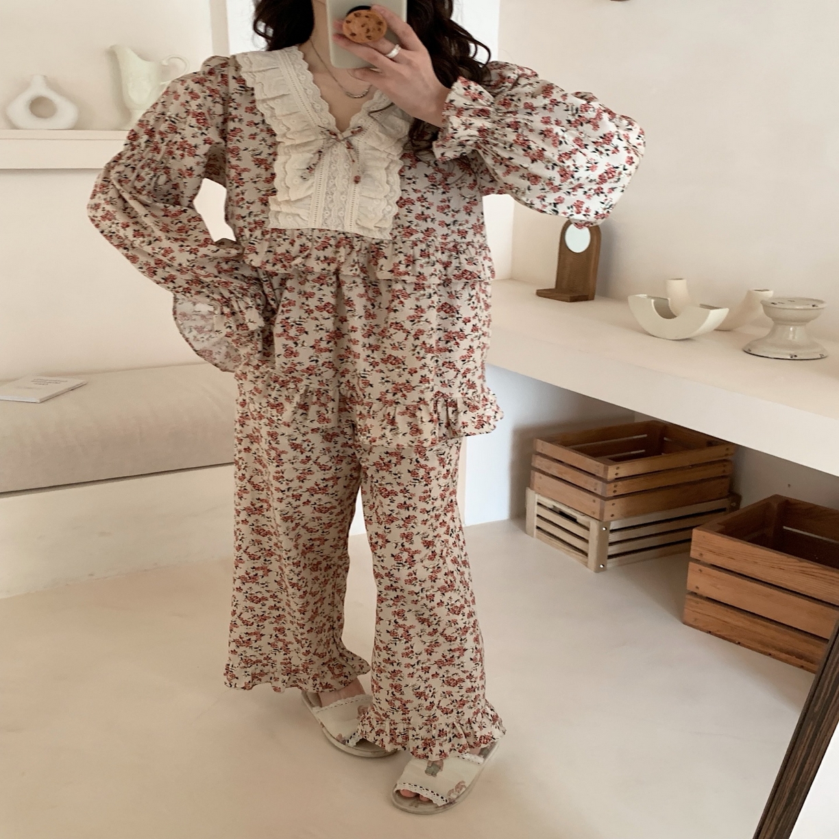 91家纺网 家纺一手货源 找家纺 （总）妍景家居生活馆 2025新款韩系25063-韩系V领小碎花套装