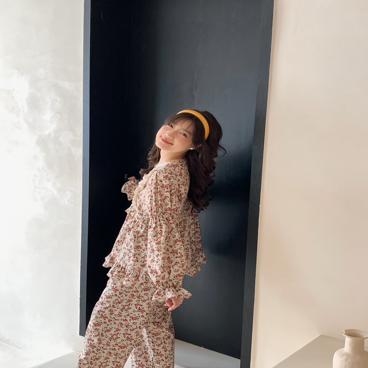 91家纺网 家纺一手货源 找家纺 （总）妍景家居生活馆 2025新款韩系25063-韩系V领小碎花套装