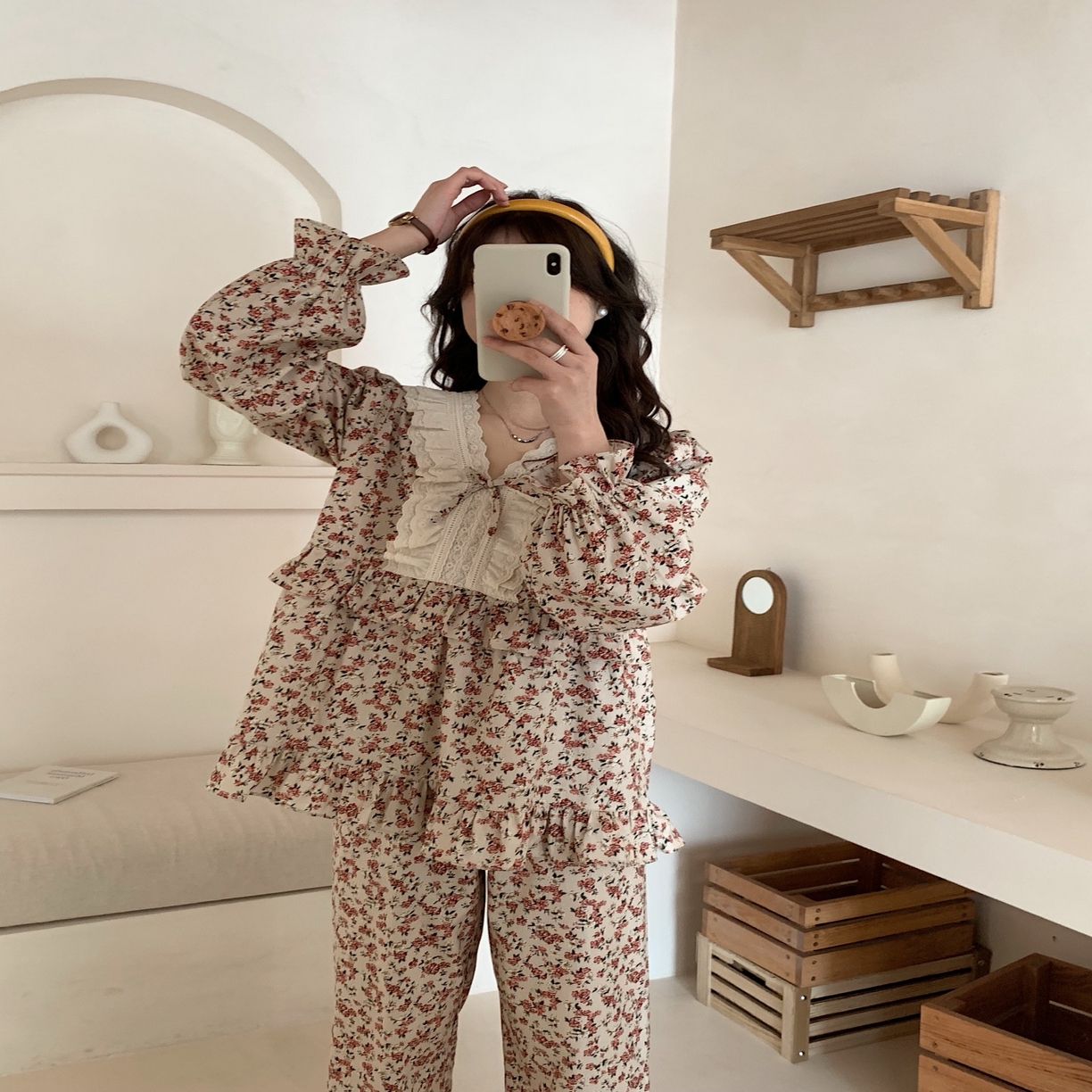 91家纺网 家纺一手货源 找家纺 （总）妍景家居生活馆 2025新款韩系25063-韩系V领小碎花套装