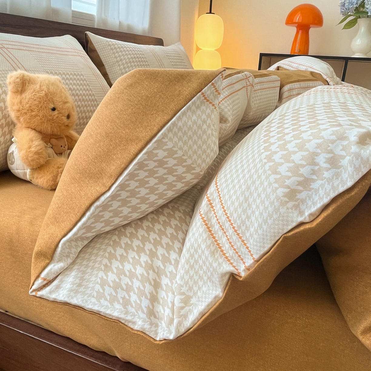 91家纺网 家纺一手货源 找家纺 典曼家纺 2025新款原棉磨毛印花四件套 塔维尔-米