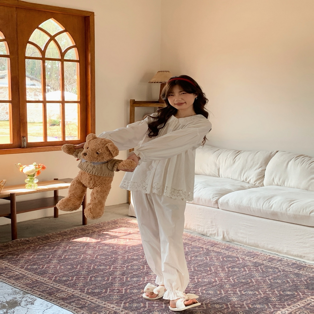 91家纺网 家纺一手货源 找家纺 （总）妍景家居生活馆 2025新款韩系25066-蕾丝娃娃领纽扣套装