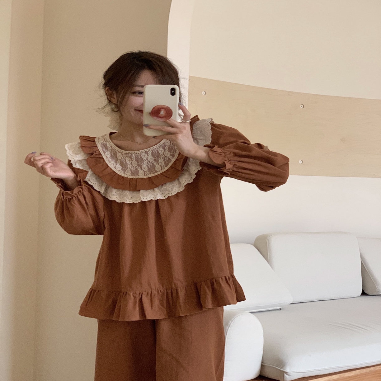 91家纺网 家纺一手货源 找家纺 （总）妍景家居生活馆 2025新款韩系82761-圆领蕾丝花边套装