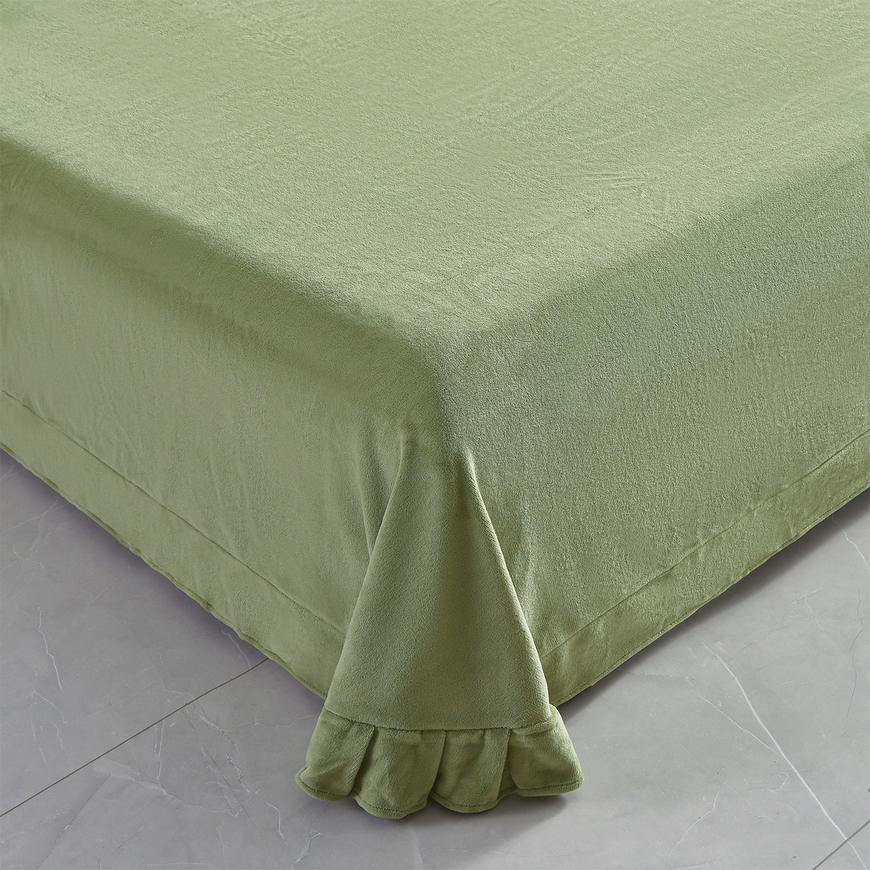 91家纺网 家纺一手货源 找家纺 苏迪网销供货 2025新款牛奶绒四件套A类高克重全消光雕花一字绣工艺款 银杏叶-豆绿