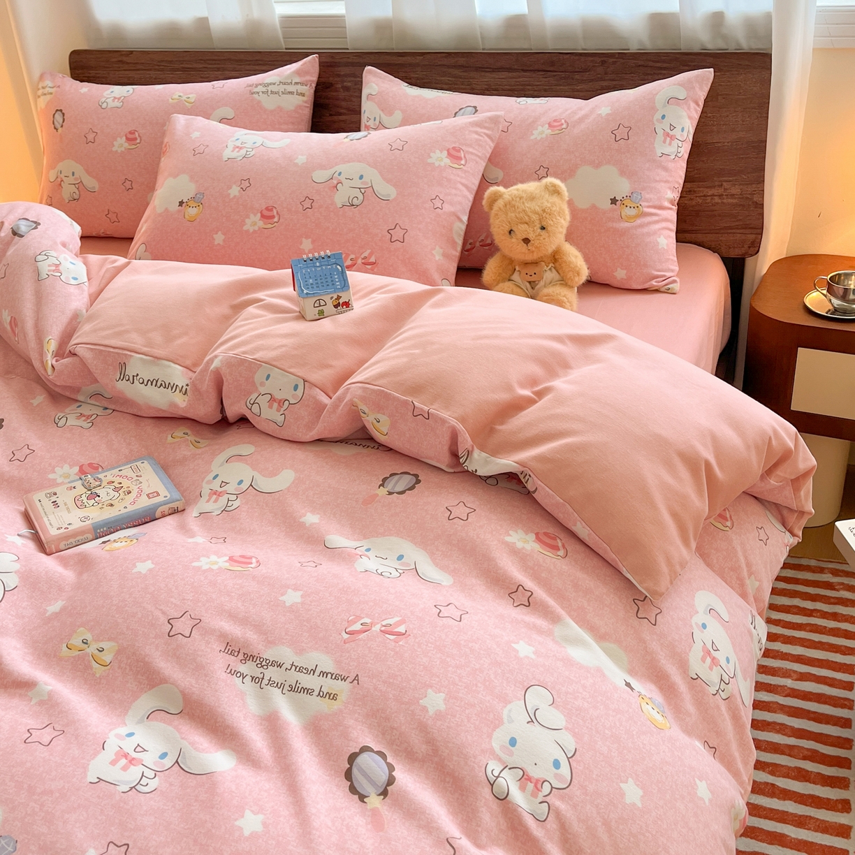 91家纺网 家纺一手货源 找家纺 典曼家纺 2025新款原棉磨毛印花四件套 小伙伴