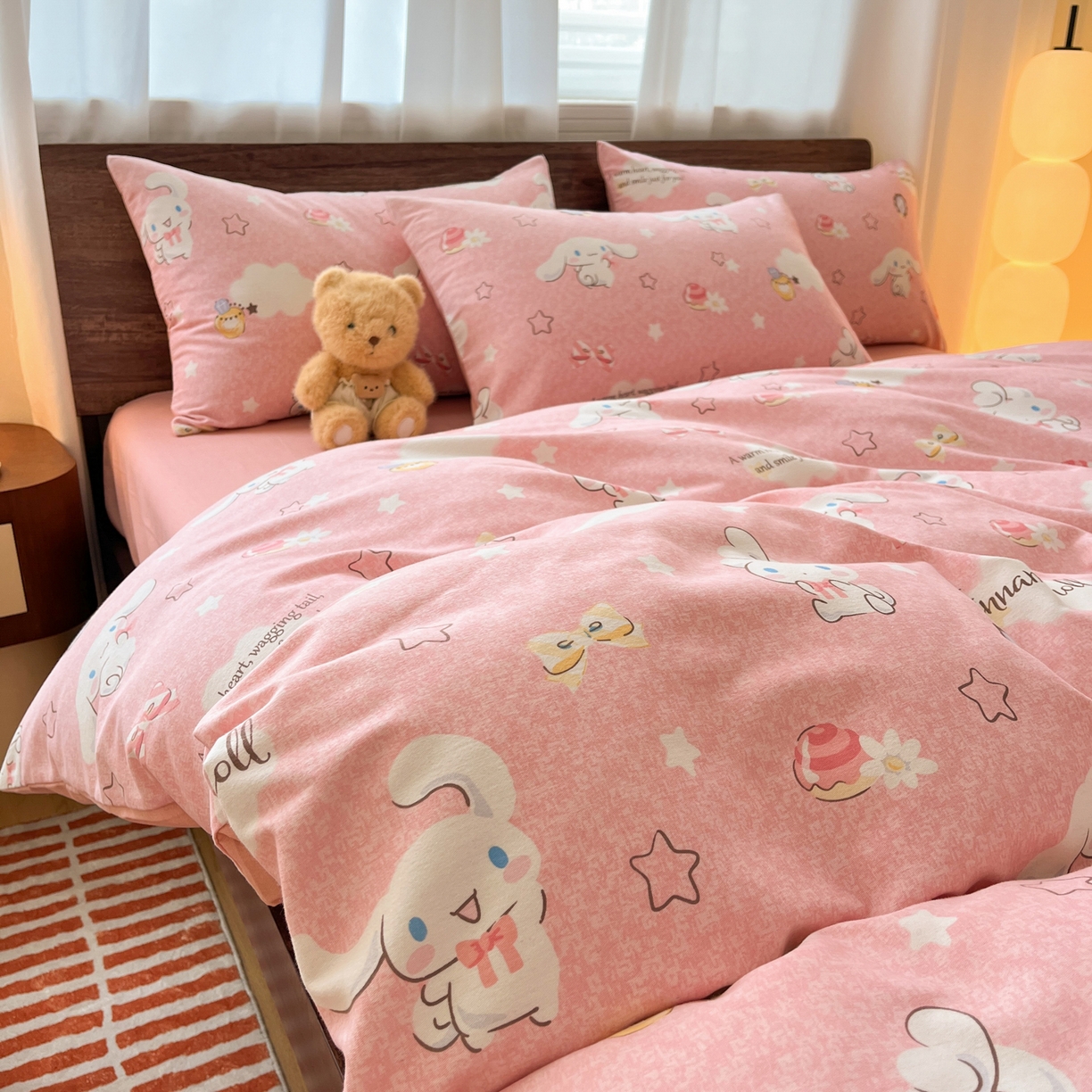 91家纺网 家纺一手货源 找家纺 典曼家纺 2025新款原棉磨毛印花四件套 小伙伴