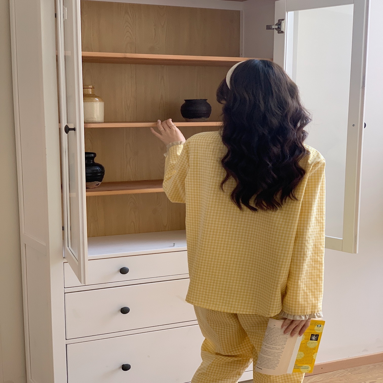 91家纺网 家纺一手货源 找家纺 （总）妍景家居生活馆 2025新款韩系82851-大小格子拼接小翻领款