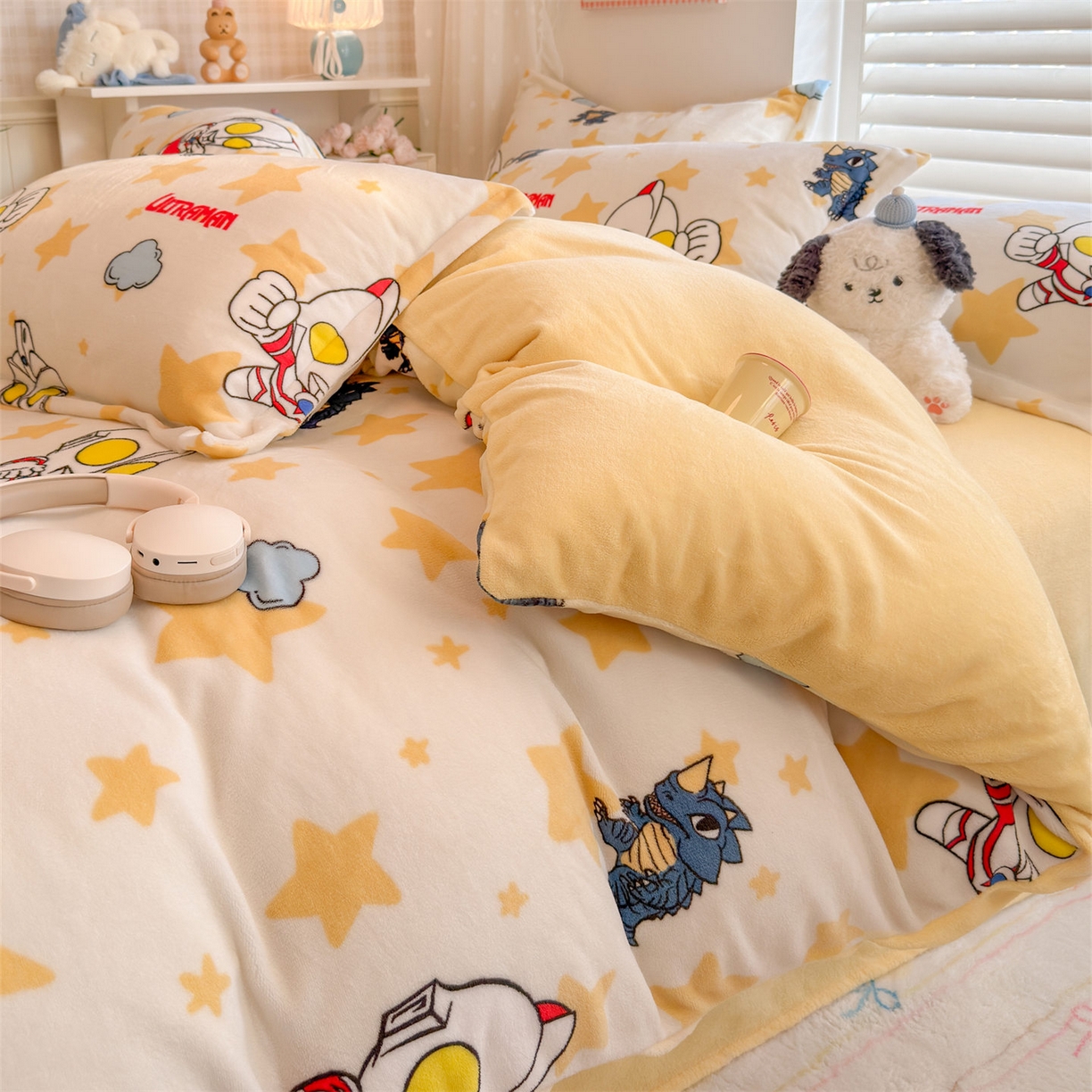 91家纺网 家纺一手货源 找家纺 （总）名兮家居 2025新款经典奥特曼-三丽鸥高克重牛奶绒四件套