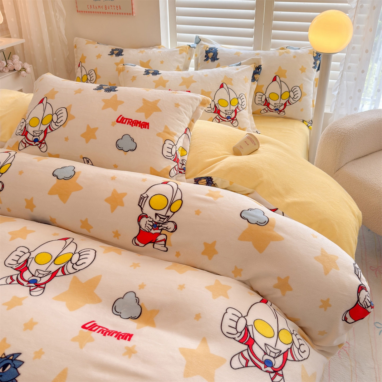 91家纺网 家纺一手货源 找家纺 （总）名兮家居 2025新款经典奥特曼-三丽鸥高克重牛奶绒四件套