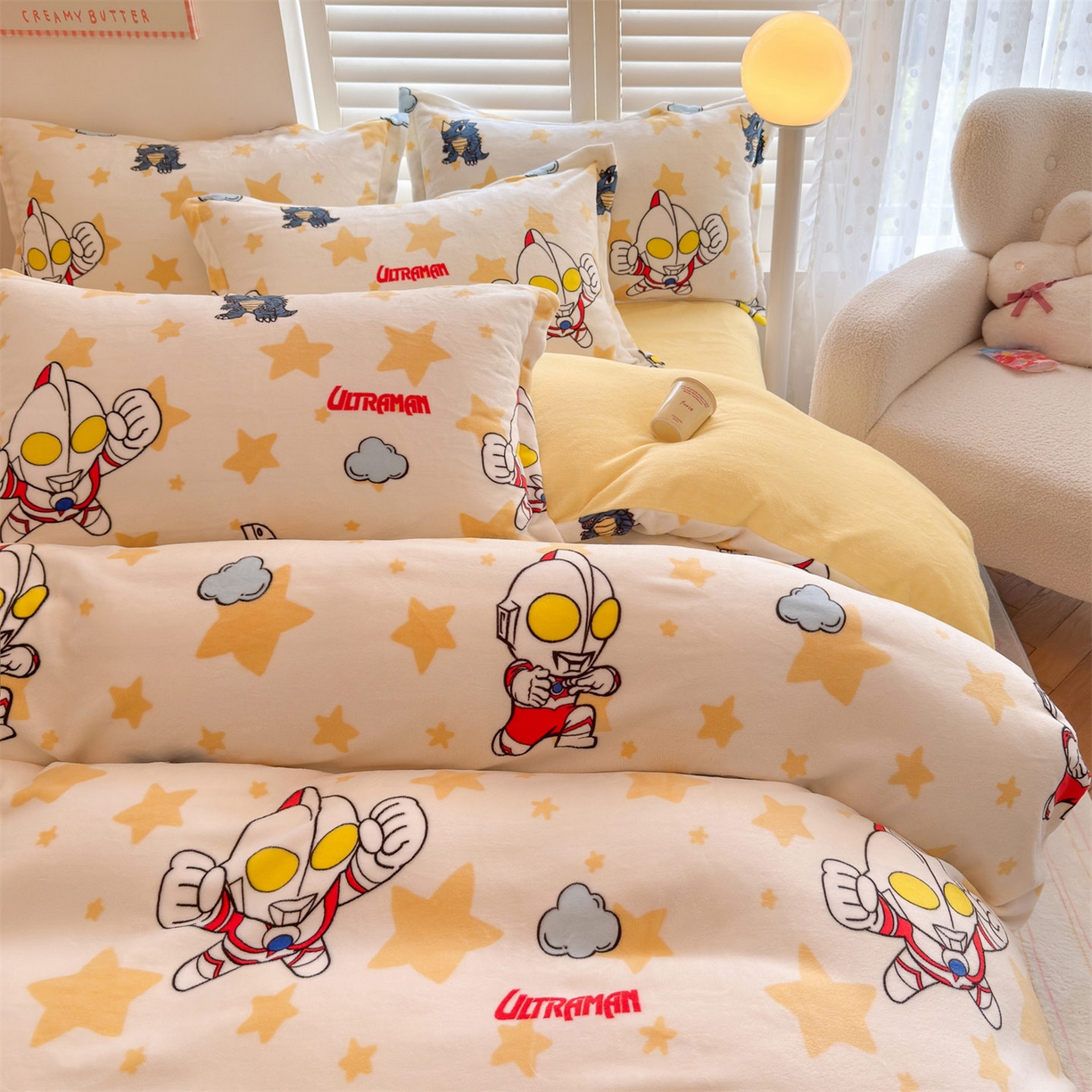 91家纺网 家纺一手货源 找家纺 （总）名兮家居 2025新款经典奥特曼-三丽鸥高克重牛奶绒四件套