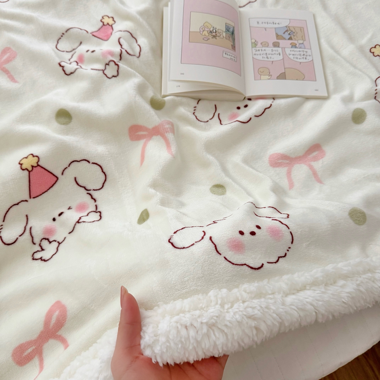 91家纺网 家纺一手货源 找家纺 航途席业 2025新款200g牛奶绒羊羔绒毛毯 线条小狗