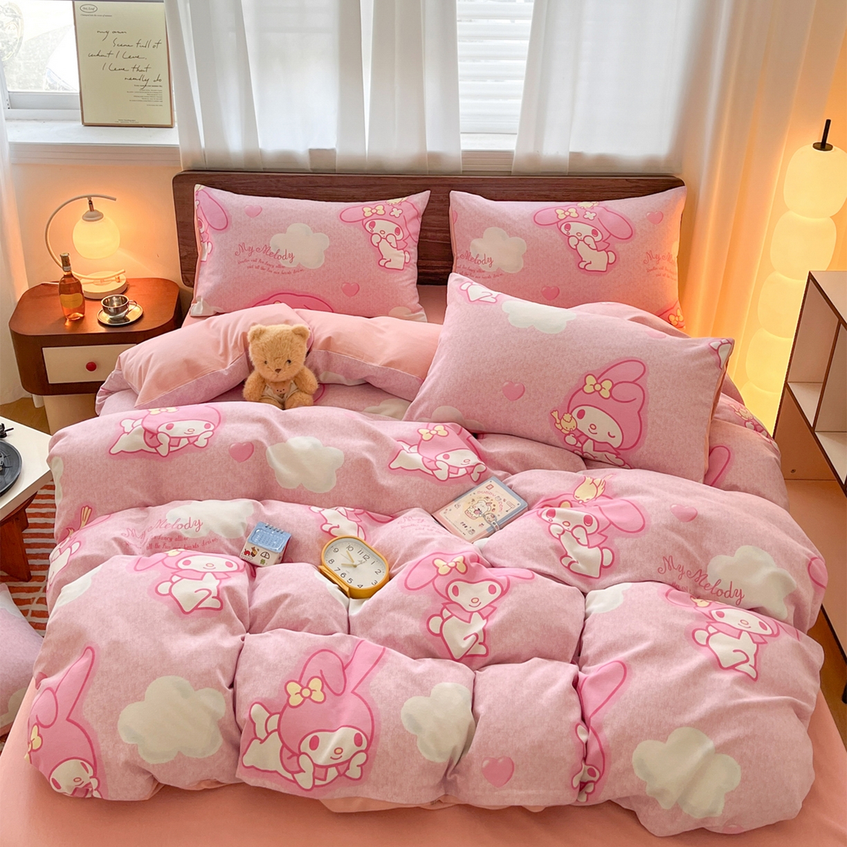 91家纺网 家纺一手货源 找家纺 典曼家纺 2025新款原棉磨毛印花四件套 小可爱