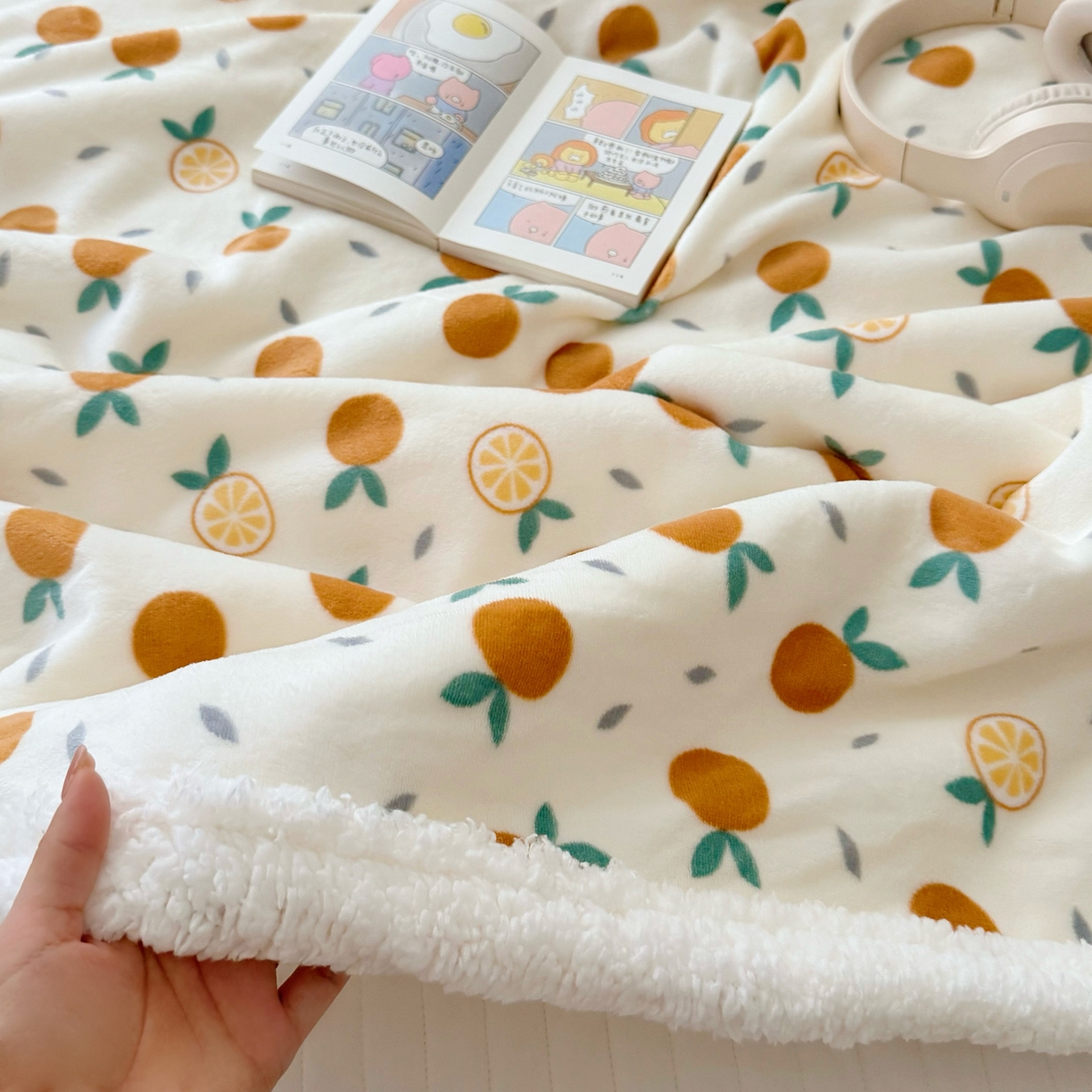 91家纺网 家纺一手货源 找家纺 航途席业 2025新款200g牛奶绒羊羔绒毛毯 小橘子