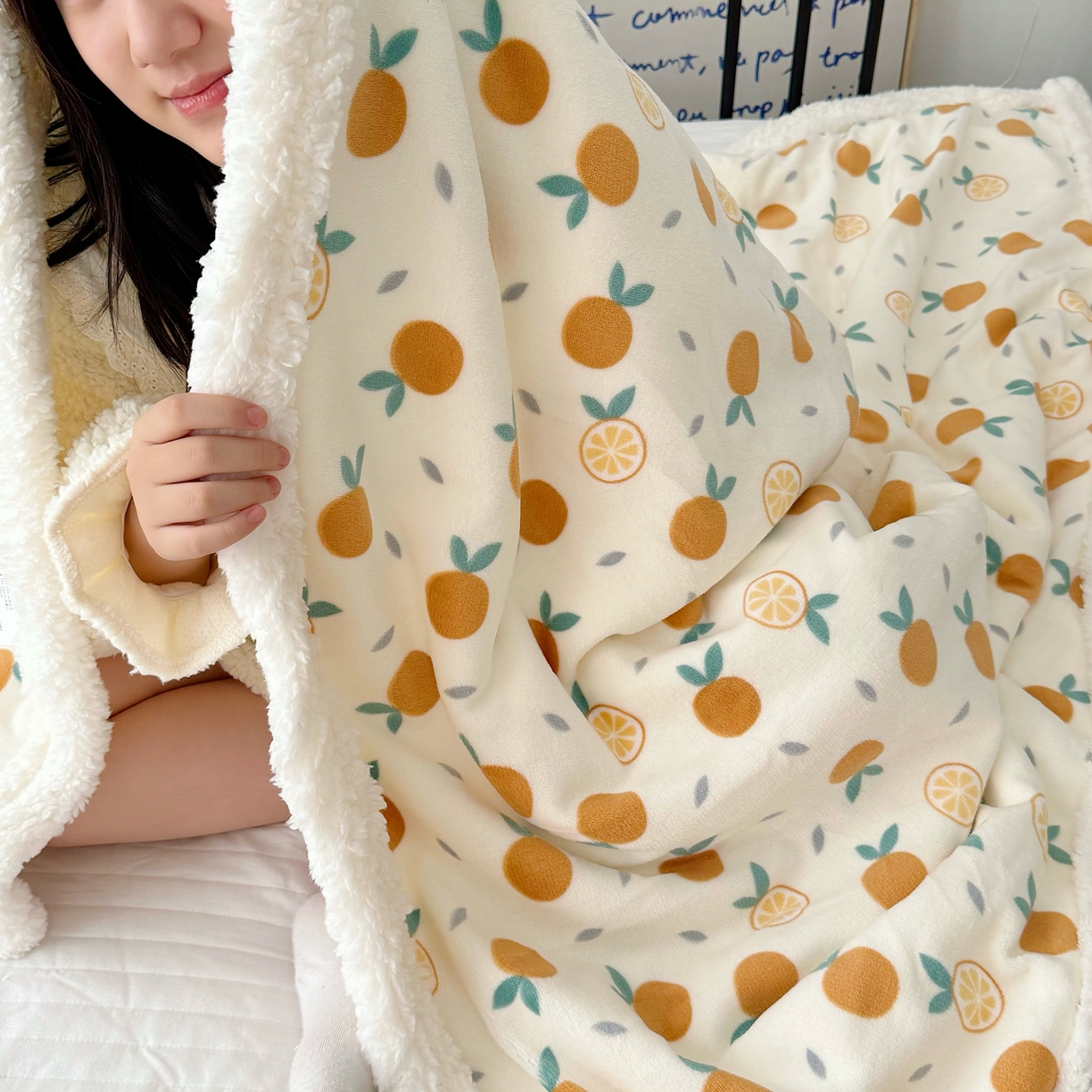 91家纺网 家纺一手货源 找家纺 航途席业 2025新款200g牛奶绒羊羔绒毛毯 小橘子