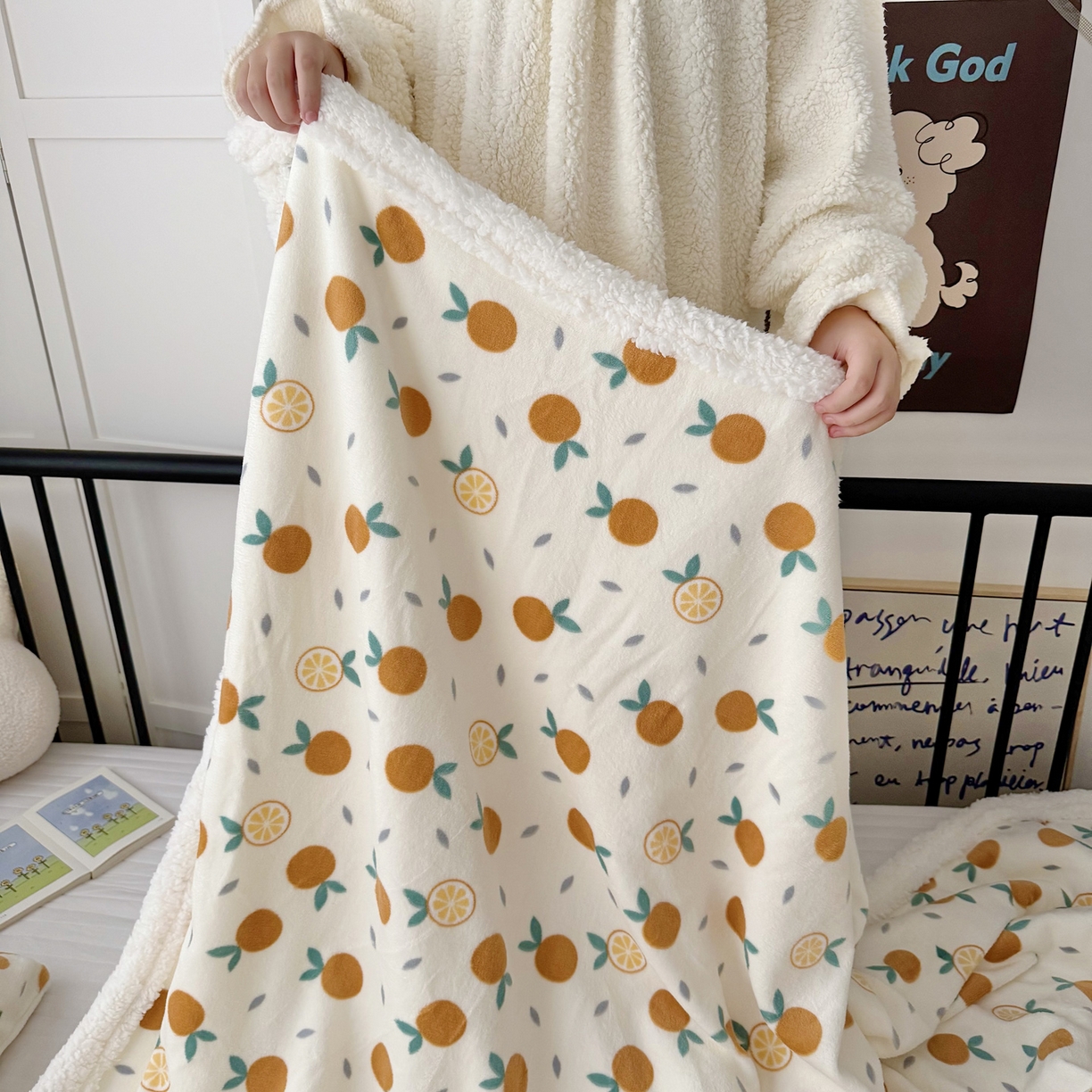 91家纺网 家纺一手货源 找家纺 航途席业 2025新款200g牛奶绒羊羔绒毛毯 小橘子