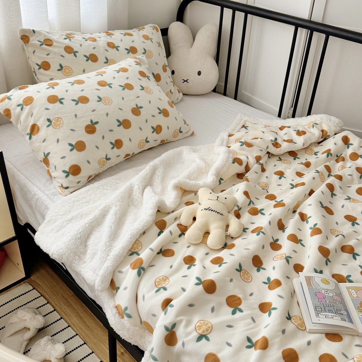 91家纺网 家纺一手货源 找家纺 航途席业 2025新款200g牛奶绒羊羔绒毛毯 小橘子