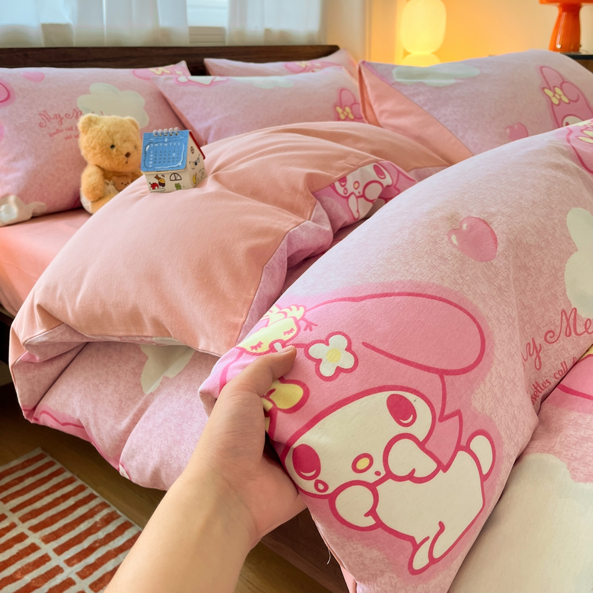 91家纺网 家纺一手货源 找家纺 典曼家纺 2025新款原棉磨毛印花四件套 小可爱