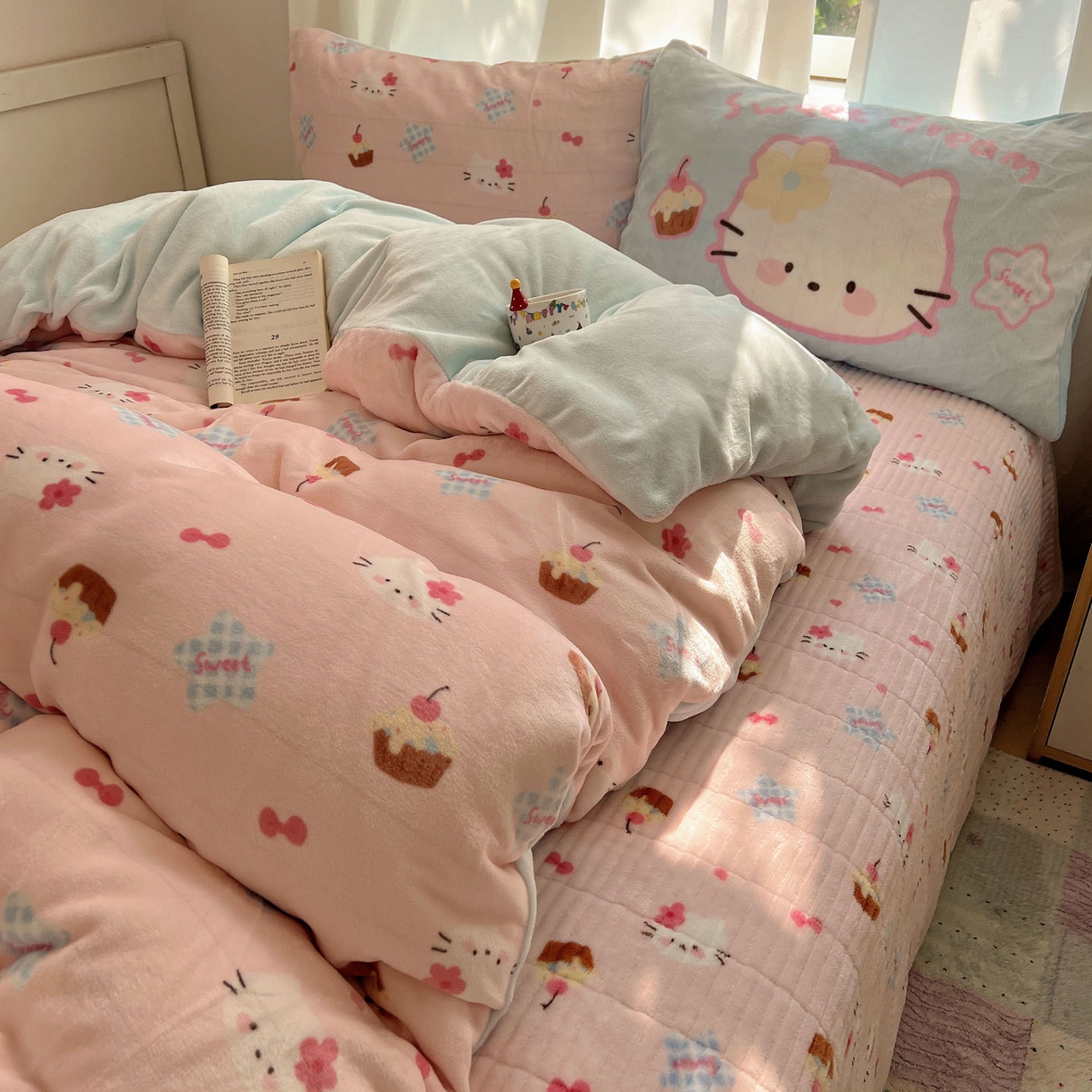 （总）桃喜 2025新款A类200g牛奶绒（含导电丝）印花床盖款四件套