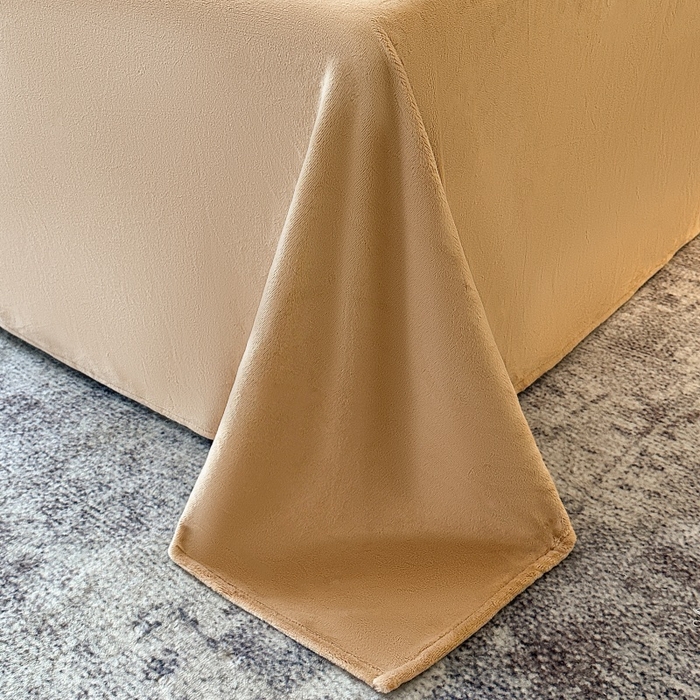 91家纺网 家纺一手货源 找家纺 大米家居 2025新款高克重简约雕花绒四件套寒梅系列 寒梅-卡其